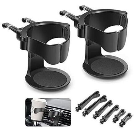 2PCS Porte Gobelet Voiture,Support Gobelet Voiture, Porte-gobelet de Voiture Réglable, pour Grille d'Aération de Voitures, Camions, Camping-Cars