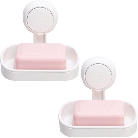 2PCS Porte Savon à Ventouse Ventouse Savon sans Perçage & Réutilisable 1 Seconde d'Installation Porte Savon Douche Charge 5KG Impérable Support pour Carrelage Paroi de la Douche Salle de Bain