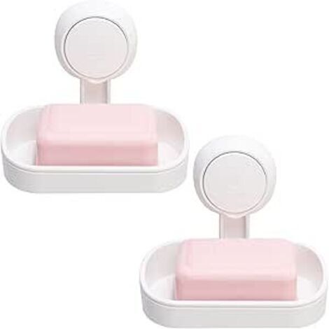 2PCS Porte Savon à Ventouse Ventouse Savon sans Perçage & Réutilisable 1 Seconde d'Installation Porte Savon Douche Charge 5KG Impérable Support pour Carrelage Paroi de la Douche Salle de Bain