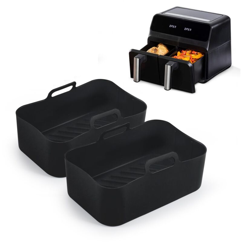 2PCS Pot en Silicone pour Friteuse Ninjas Accessoire Air Fryer Moule Air Fryer pour Air Fryer Four Micro-ondes Moule à Gâteau