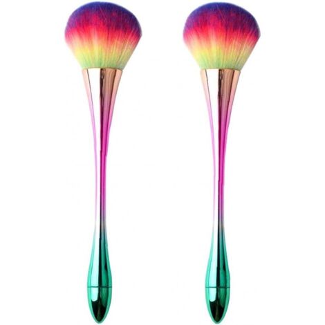 2pcs poudre pinceau minérale maquillage brosses brosses de nettoyant à poussière de ongles (coloré),