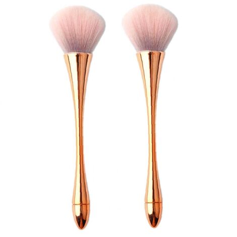 2pcs poudreux pinceaux minéraux de maquillage brosses de fondeur de nettoyeur de poussière de ongles (Champagne),