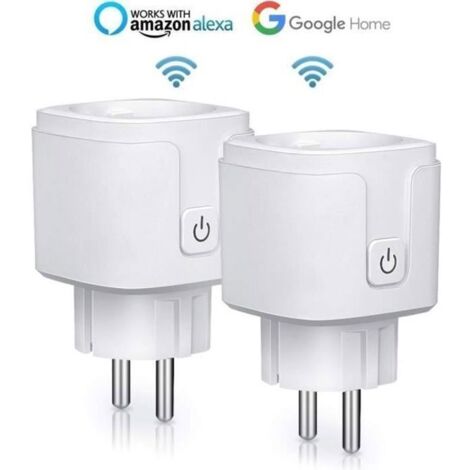 2PCS Prise Connectée Wifi, 16A Compatible avec Android iOS Amazon Alexa Google Home Assistant Courant Programmable Télécommande App