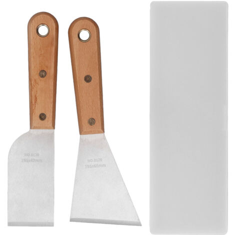 2Pcs Putty Scraper Stainless Steel Paint Scraper Set with Wood Handle Engraving Spackle Drywall Repairs Spreading Tools