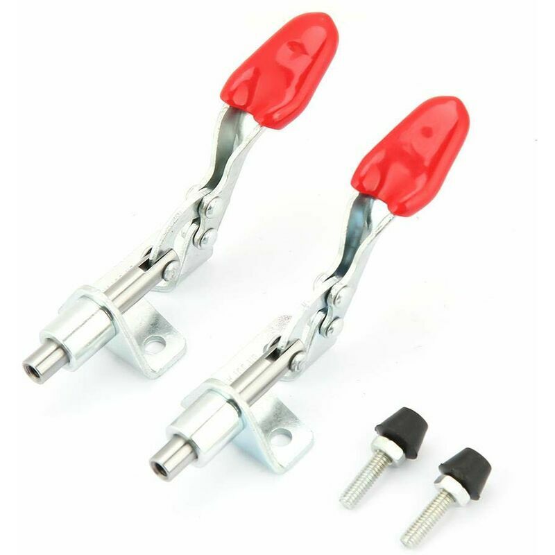 Hoopzi - 2Pcs Quick Release Toggle Clamp Set Galvanized Iron 110lbs / 50kg Capacity 6.6CM Quick Fixed Push Latch Clamp Vertical Toggle Clamp with 4M