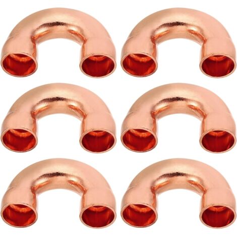 2pcs Raccord Coudé Cuivre pour Tuyaux Gaz, 22mm Tuyau d'Arrosage Durite Essence, Raccords Tuyauterie à Pression HVAC Climatisation Plomberie, Épaisseur 1mm - U Forme 1/2 Inch