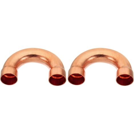 2pcs Raccord Coudé Cuivre pour Tuyaux Gaz, 22mm Tuyau d'Arrosage Durite Essence, Raccords Tuyauterie à Pression HVAC Climatisation Plomberie, Épaisseur 1mm - U Forme 1 Inch