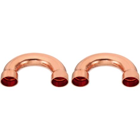 2pcs Raccord Coudé Cuivre pour Tuyaux Gaz, 22mm Tuyau d'Arrosage Durite Essence, Raccords Tuyauterie à Pression HVAC Climatisation Plomberie, Épaisseur 1mm - U Forme 7/8 Inch
