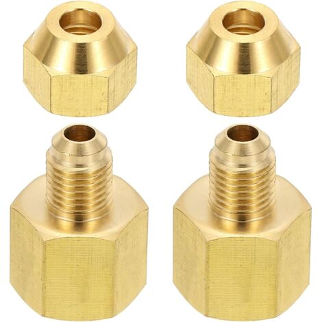2pcs Raccords de Tube en Laiton, Femelle 1/2" x Mâle 5/8", Apdateur d'Accouplement à 45 Degrés avec Écrou Bride, Raccord Tuyau HVAC Climatisation Plomberie Gaz - 3/8" Flare Female 1/4" Male