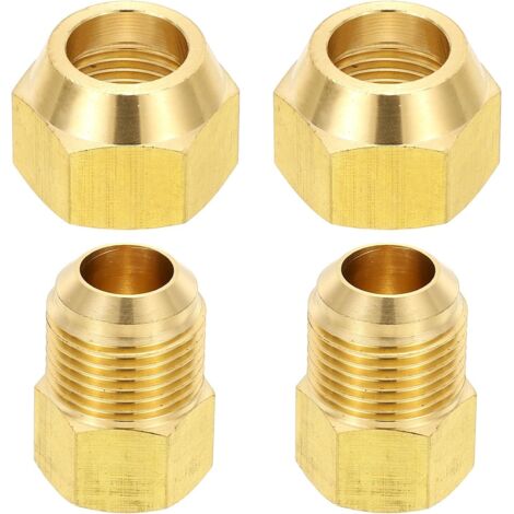 2pcs Raccords de Tube en Laiton, Femelle 1/2" x Mâle 5/8", Apdateur d'Accouplement à 45 Degrés avec Écrou Bride, Raccord Tuyau HVAC Climatisation Plomberie Gaz - 3/8" Flare Female 5/8" Male