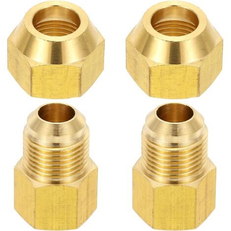 2pcs Raccords de Tube en Laiton, Femelle 1/2" x Mâle 5/8", Apdateur d'Accouplement à 45 Degrés avec Écrou Bride, Raccord Tuyau HVAC Climatisation Plomberie Gaz - 3/8" Flare Female Male