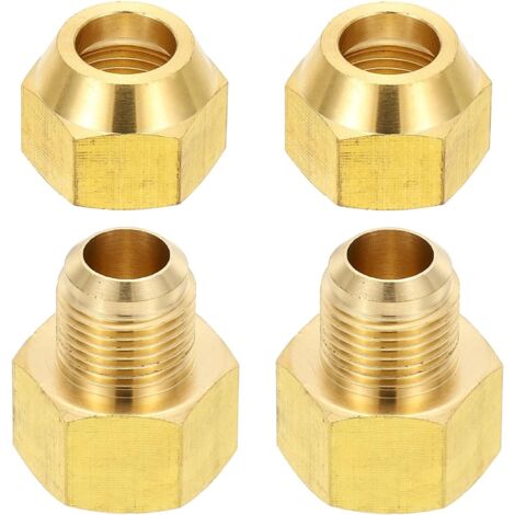 2pcs Raccords de Tube en Laiton, Femelle 1/2" x Mâle 5/8", Apdateur d'Accouplement à 45 Degrés avec Écrou Bride, Raccord Tuyau HVAC Climatisation Plomberie Gaz - 5/8" Flare Female Male