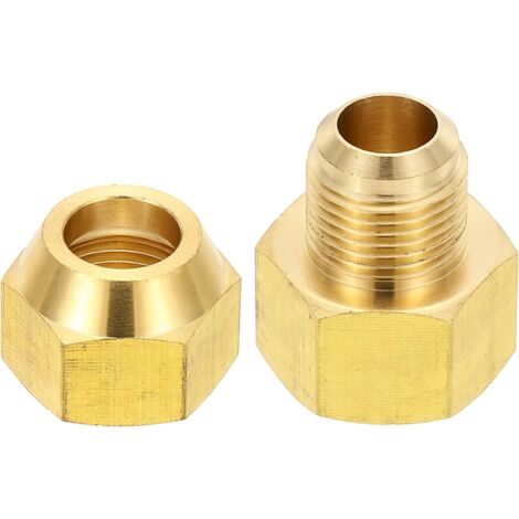 2pcs Raccords de Tube en Laiton, Femelle 1/2" x Mâle 5/8", Apdateur d'Accouplement à 45 Degrés avec Écrou Bride, Raccord Tuyau HVAC Climatisation Plomberie Gaz - 5/8" Flare Female Male