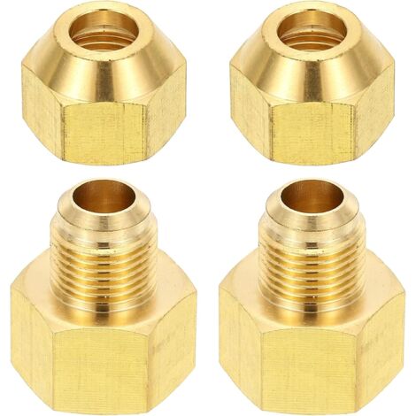 2pcs Raccords de Tube en Laiton, Femelle 1/2" x Mâle 5/8", Apdateur d'Accouplement à 45 Degrés avec Écrou Bride, Raccord Tuyau HVAC Climatisation Plomberie Gaz - Flare Female 3/8" Male
