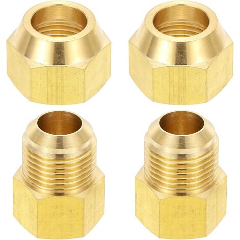 2pcs Raccords de Tube en Laiton, Femelle 1/2" x Mâle 5/8", Apdateur d'Accouplement à 45 Degrés avec Écrou Bride, Raccord Tuyau HVAC Climatisation Plomberie Gaz - Flare Female 5/8" Male