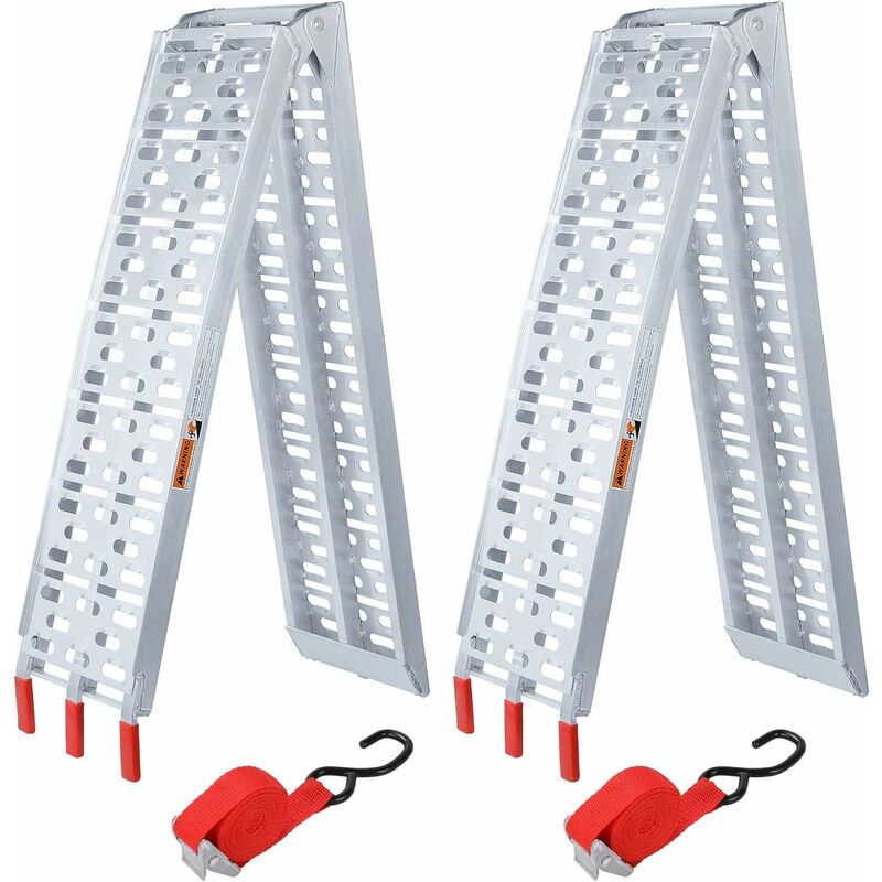 

2pcs Rampa de Carga Plegable de Aluminio 340kg Máximo,Juego de 2 Rampas de Carga para Vehículos Moto Tractor Automóvil Antideslizante y Perforada