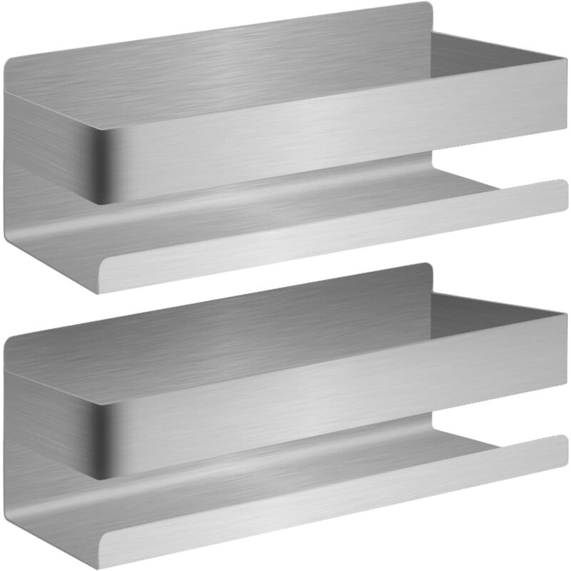 2pcs Rangement Douche sans Percage Noire -Etagere Salle de Bain pour Shampoing et Gel Douche - Panier Serviteur Douche - Acier inox Sansrouille