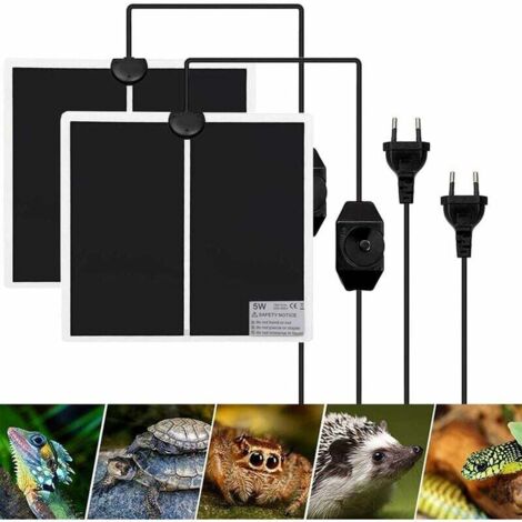 2pcs Reptile Heat Mats with Temperature Control for Reptiles, Snakes, Turtles, Geckos, Leopards, Lizards, Spiders, Amphibians (5W)