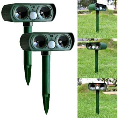 2pcs Répulsif solaire à ultrasons pour chiens et chats, animaux renards, cerfs, rongeurs, capteur PIR, fermes, jardin-Crezuo