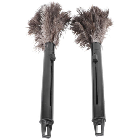 2Pcs Retractable Feather Duster Ostrich Feathers Duster with Long Handle for Home Cleaning
