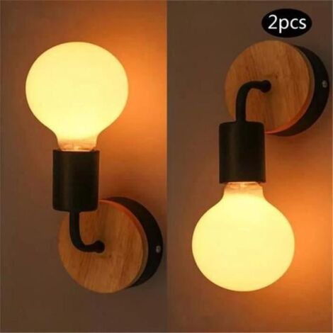 2PCS Rétro Lampe Murale Industrielle Métal Applique Murale Noir