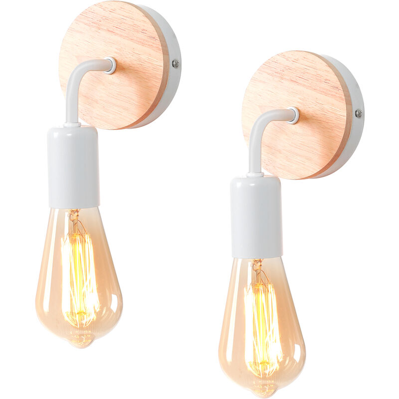 2PCS Retro Wall Light Indoor Wall Lamp Modern Wall Sconce for Living Room Bedroom Corridor Hallway (Bulb Not Include) White