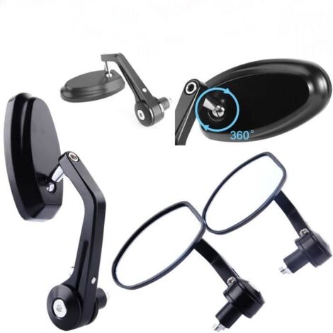2PCS Rétroviseur Miroirs Moto Vélo 22mm Universelle Noirs en Angle