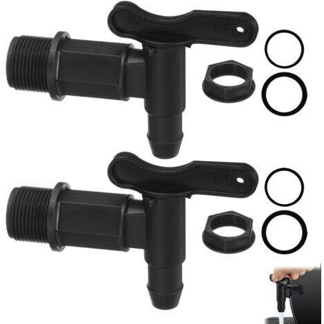 2PCS Robinet Cuve Plastique Robinets pour Citerne De Pluie 3/4" Adaptateur Tuyau Arrosage Robinet De Tonneau pour seaux Robinets de Rechange pour distributeurs de vin