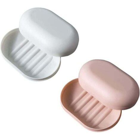 2pcs (Rose + Blanc) Porte - Savon avec Couvercle Porte - Savon de Voyage Porte - Savon de Voyage Porte - Savon étanche Porte - conteneur Peut Fermer Porte - Savon Porte - Vaisselle Douche randonnée