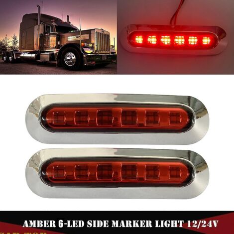 2pcs-rose Trucks Vans 6led Electroplated Side Lights 10-30v Trailer Side Tail Lights