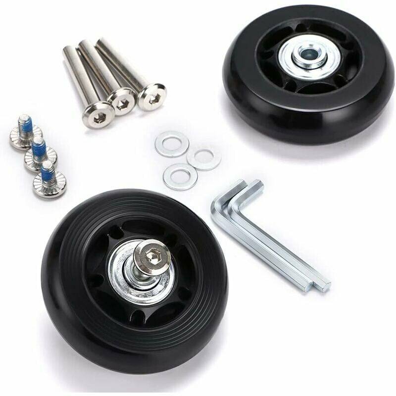2pcs roulettes de Valise Roues de Rechange réparation de roulements pour Valise de Bagage 6018mm,Noir