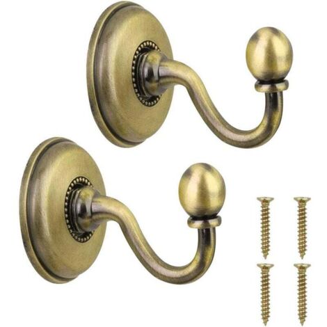 2pcs Round Vintage Alloy Hooks Curtain Tieback Hooks (Bronze) 4.5cm