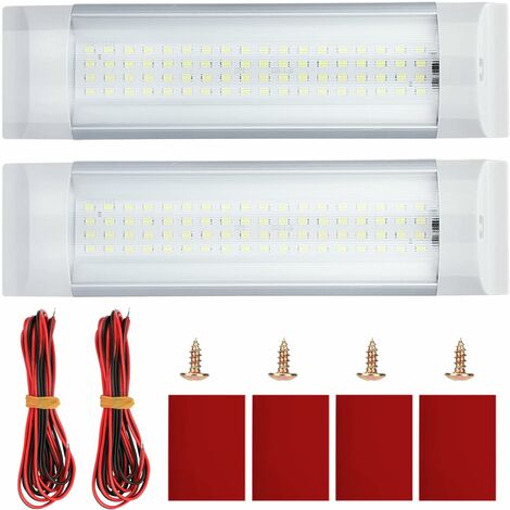 2pcs Ruban LED Auto 12V-85V, Kit de barre lumineuse blanche Plafonnier Voiture 12W 72 LED Lumineux ��clairage Int��rieur pour camping-car de bateau de RV de camion de fourgon