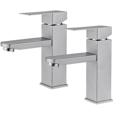 2PCS Rubinetto del Bagno Miscelatore per Lavabo a Due vie per Bagno Rubinetto per Lavabo in Acciaio Inossidabile Rubinetto per Lavabo Classico Spazzolato