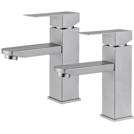 2PCS Rubinetto del Bagno Miscelatore per Lavabo a Due vie per Bagno Rubinetto per Lavabo in Acciaio Inossidabile Rubinetto per Lavabo Classico Spazzolato