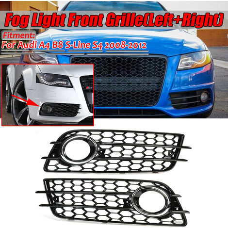 main image of "2PCS S-Lines S4 Bumper Fog Light Honeycomb Grill Grille For Audi A4 B8 2008-2012"