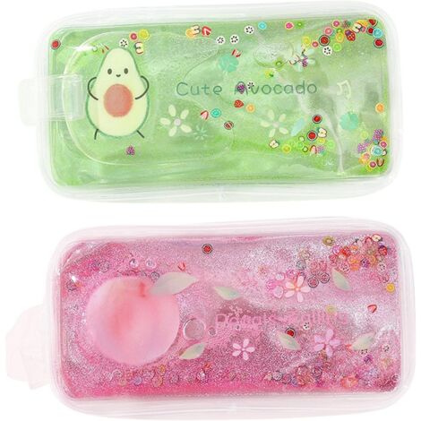 2Pcs Sac à crayons à paillettes transparentes Quicksand,