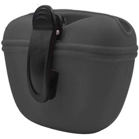 2PCS sac de collation portable pour dressage de chiens en silicone avec aimant (gris foncé)