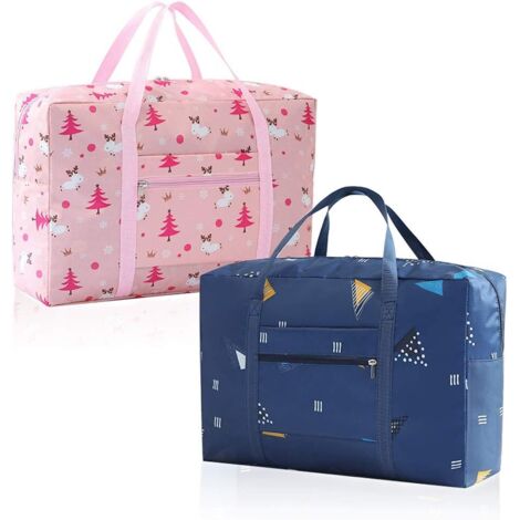 2Pcs Sac de voyage pliable Bagage à main léger (Rose, Bleu),