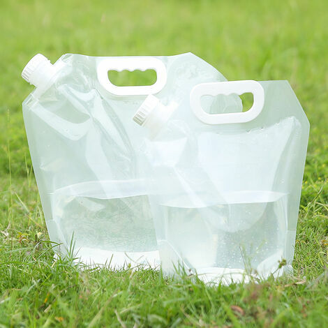 2pcs Sac d'eau Pliable Eau, Bidon d'eau Poche d'eau Portable pour Camping Randonnée Pique-Nique Barbecue Voyages (3L+ 5L) Fonepro