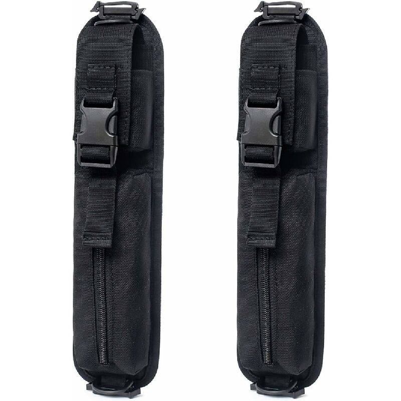2Pcs Sac Supplémentaire Tactique Molle Pochette Sac à Dos Bandoulière Étui Militaire Accessoires Épaule pour Outils Jeu de Guerre Noir