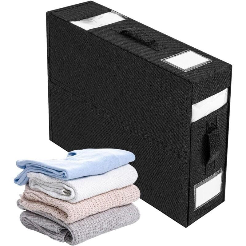 Lunsy - 2pcs Sacs de Rangement Vêtement - Noir - 32x38x11.5cm - Pliable - Fenêtre transparente