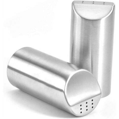 2Pcs Salières Et Poivrières en Acier Inoxydable avec Trous de Coulée Bouteilles de Stockage de Cuisine Boîte D'assaisonnement