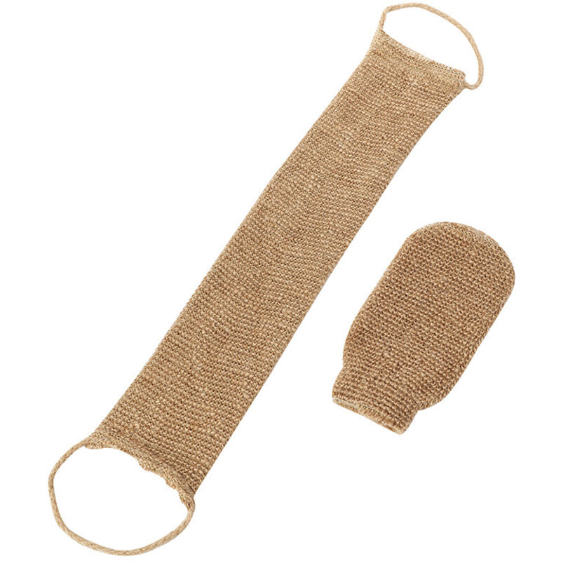 2pcs Sangle Lave Dos, Lanière Jute Exfoliant, Bande Dos Exfoliante en Jute Naturel pour Dos Corps Bain Douche Homme Femme