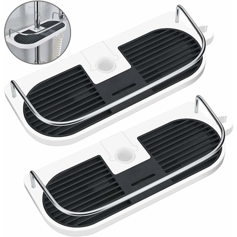 2PCS Sans Perçage Étagère de Douche pour Rail de Douche - Support D'organisateur de Salle de Bains pour le Shampooing, Adapte le Rail de 19mm