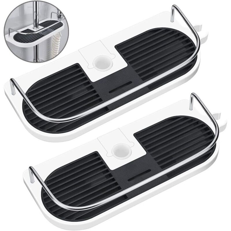2PCS Sans Perçage Étagère de Douche pour Rail de Douche - Support D'organisateur de Salle de Bains pour le Shampooing, Adapte le Rail de 19mm