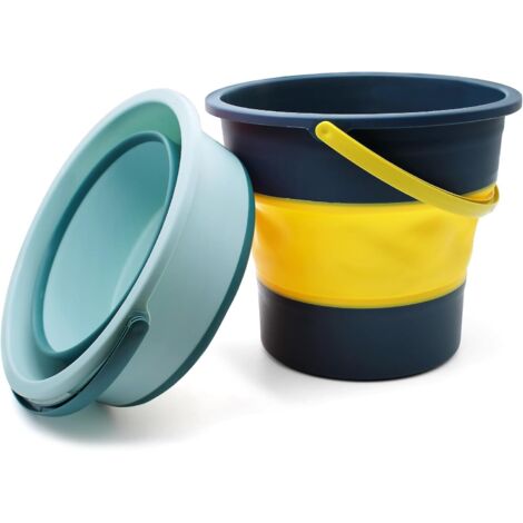 2PCS Seau Pliable Bassine 5L Bassine Pliable avec Poignée - Plage, Pêche, Camping, Randonnée, Voyage, Voiture (Vert et Bleu)