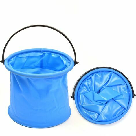 2pcs Seau pliant , seau de plage et de jeu pliable et peu encombrant, Ø13 cm,Bleu