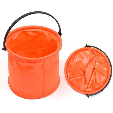 2pcs Seau pliant , seau de plage et de jeu pliable et peu encombrant, Ø13 cm,Orange