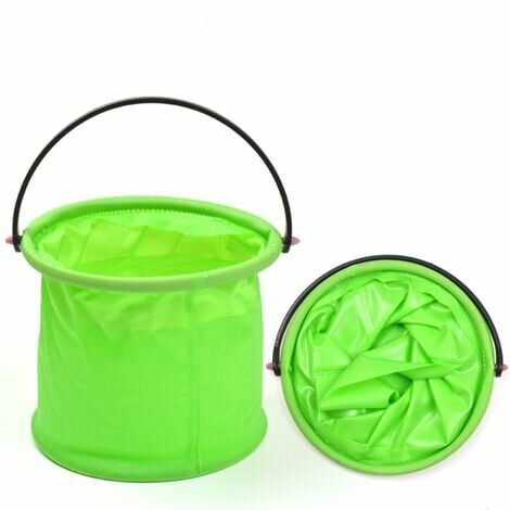 2pcs Seau pliant , seau de plage et de jeu pliable et peu encombrant, Ø13 cm,Vert